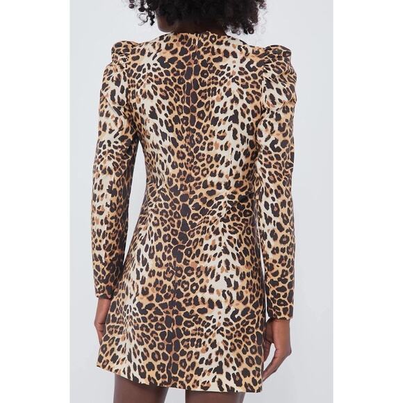 Tuckernuck x India Hicks NEW Leopard Domino Long Sleeve Party Mini Dress Large - Picture 2 of 15